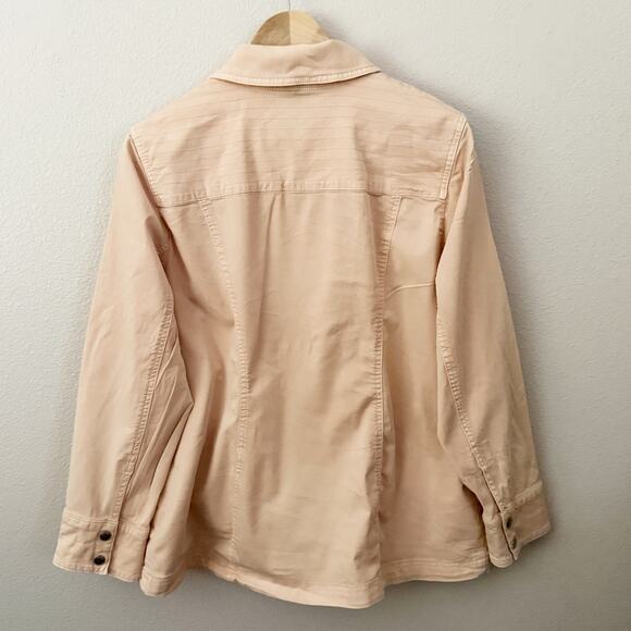CHICO'S | Blush Pink Moto Style Jacket Asymmetrical Zip Cotton Lyocell | Large - Picture 5 of 8